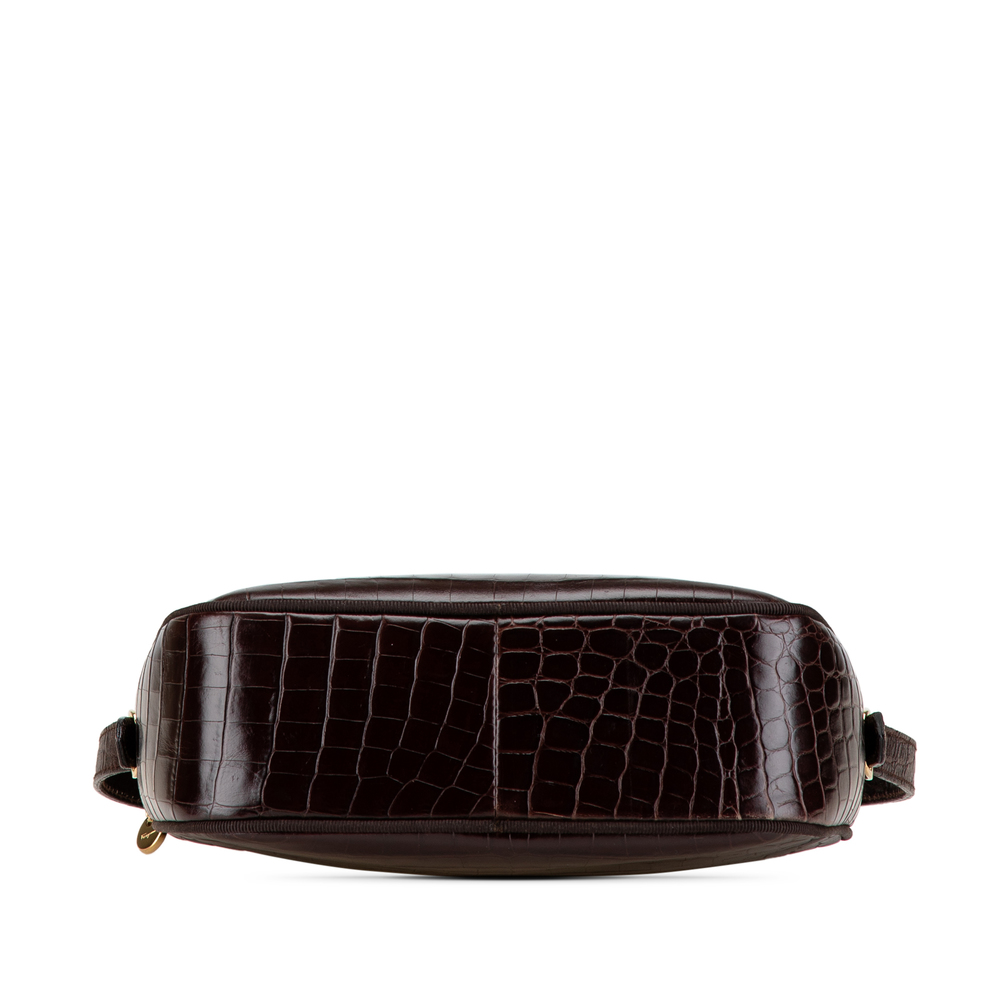 Pre-Loved Ferragamo Croc Embossed Calfskin Vara Crossbody - Picture 3 of 10
